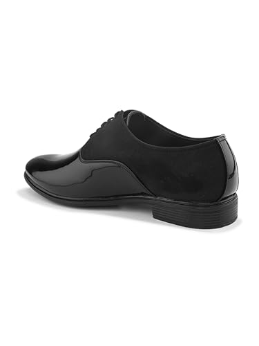 Image of STANPHORD Men Formal Oxford Shoes | Lace-Up Glossy Patent PU | Cushioned Insole | Office Wedding Party Dress Shoes(TPSL 25018)