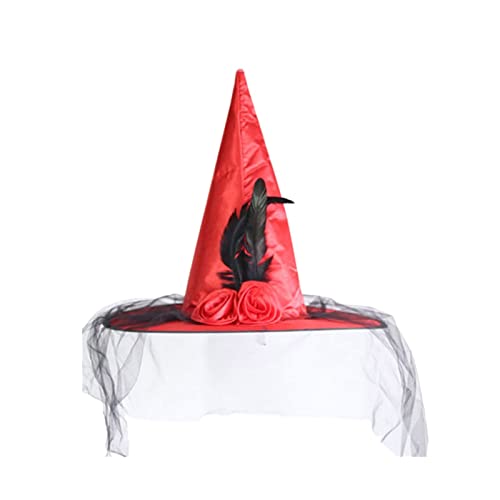 Event Table Decor Halloween Hat Witch Hat Decorative Props Non Woven Pointed Hat Tropical Party (Red, One Size)