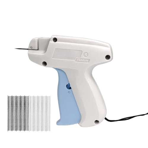 Pistola de puntada de ropa de mano, fijador rápido de ropa y pistola de etiquetado, kit de costura con 6 agujas, 1000 sujetadores 1000 negros y blancos, mini pistola de bordado para costura rápida