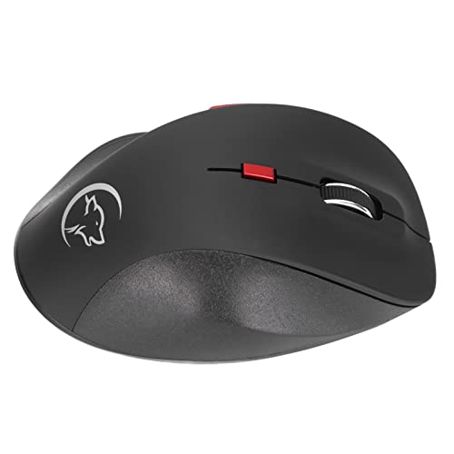 Acouto Ratón Inalámbrico 2,4 GHz 800/1200/1600/2400 dpi 6 Botones 10 M Siéntete Cómodo Ahorro de Energía Ratón de Oficina Sensación Negra El Juego Ergonómico Puede Fatigar la Conexión Inalámbrica 2
