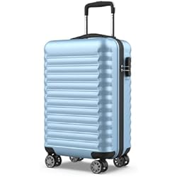 Talento Maletas Cabina NUMADA - Maleta de Viaje Cabina Upfly 20' ABS (53x33,5x22cm) con Cierre de Combinación y 4 Ruedas Dobles 360. Maleta de Mano Rígida Resistente, Ligera con Interior Compartimentado | Azul Claro
