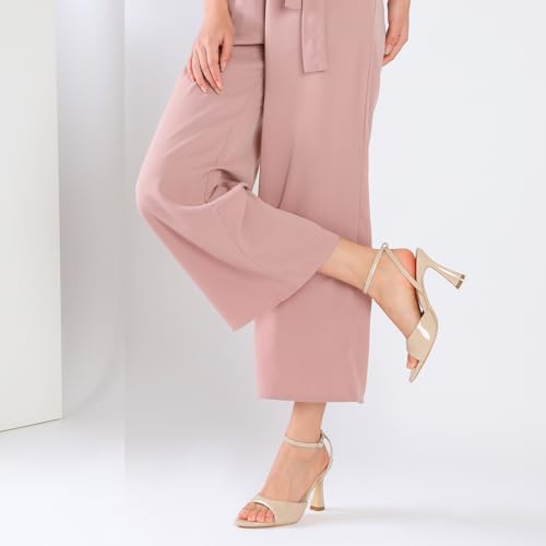 Image of Susanny High Heels for Women Pointed Open Toe Strappy Chunky Block Heels Ankle Strap Stiletto Kitten Heeled Sandals Wedding Bridal Party Prom Sexy Dress Shoes