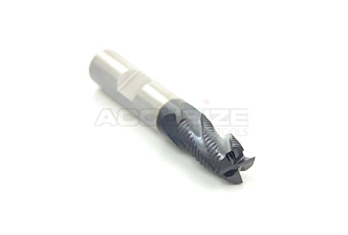 Image of Accusize Industrial Tools 3 /8'' Fine Tooth M42 8% Cobalt Tialn Roughing End Mill, 3 /8'' Shk Dia, 3 /4'' Flute Length, 2-1 /2'' Oal, 4 Flute, 1104-0038 | Fine Tooth, M42 8% Cobalt, TiAlN Coated, 2-1 /2 inch OAL, Single End, Center Cutting