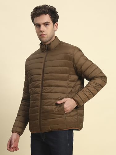 Image of Cantabil Reversible Jacket for Men | Premium Casual Jacket Smart Fit Mock Neck Nylon Fabric Solid Pattern (P MJKT00249)