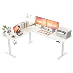 Agilestic L-shaped Height-Adjustable Desk with dimensions 150 x 125 cm, Ergonomic Computer Desk with Stand and Sit, Designed for Corner Spaces, White