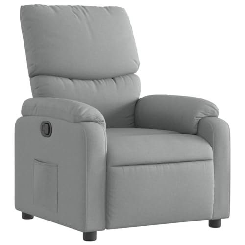 vidaXL Fauteuil Inclinable, Chaise de Relaxation avec Repose-Pieds, Siège avec Dossier et Accoudoirs Salle de Séjour, Moderne, Gris Clair Tissu