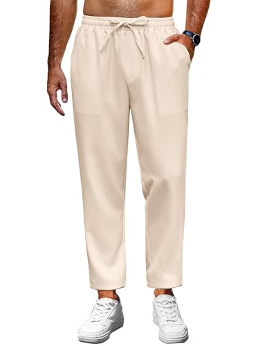 Pantalon décontracté en lin homme anti transpiration avec taille élastique souple