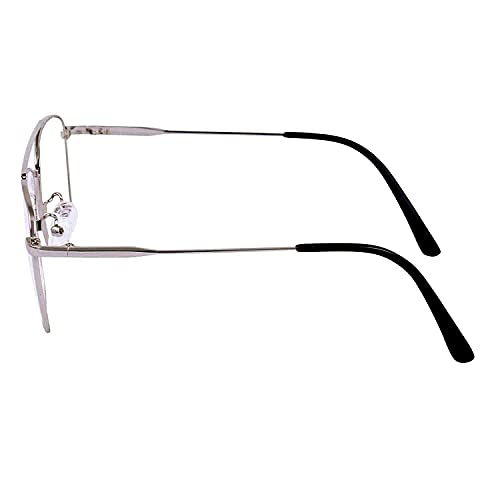 Image of BlueX Blue cut Computer glasses (E03006M) | Zero power transparent Eyeglasses | Anti Glare & UV light blocking spectacles | Square Metal Frame - For Men and Women