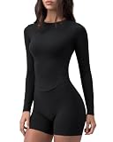 Long Sleeve Workout Tops for Women Crewneck Cropped Slim Fit Gym Yoga Top
