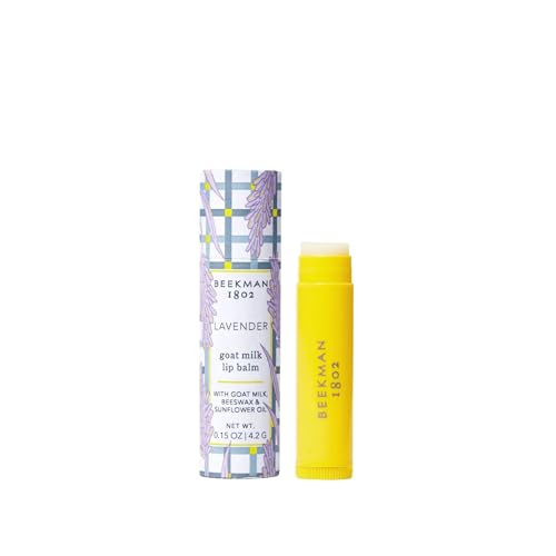 Beekman 1802 Goat Milk Lip Balm Moisturizing Lip Balm for Dry Chapped Lips Sensitive Skin Safe Lavender 0.15 oz