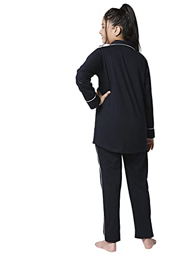 Image of ZEYO Girls Night Suit Set Cotton Solid Plain Pajama Set Night dress 5512