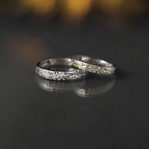 Bague réglable fiançailles personnalisable couple argent 925