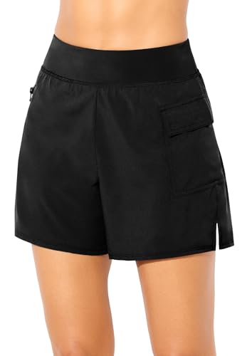 Swimsuits For All Women's Lightweight Quick-Dry Cargo Swim Short - 22, Black (Plus