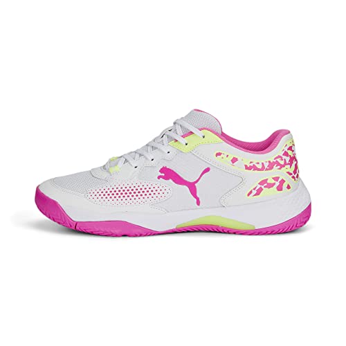 PUMA Unisex Adults' Sport Shoes SOLARCOURT RCT Tennis Shoes, PUMA WHITE-RAVISH-FAST YELLOW, 40