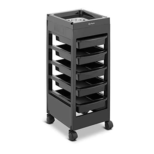 Physa PHYSA-RR-12 Charriot pour Salon de Coiffure Coiffeuse Esthétique (Plateau : 495 x 284 mm, 5 tiroirs, Capacité de Charge : 10 kg) Cover