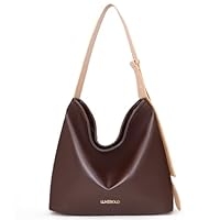 LuxeBold Hobo Bag for Women Vegan Leather Zippered Shoulder Handbags Slouchy Top Handle Tote Bag with Phone Pouch Casual Purses LXB-004-DCF