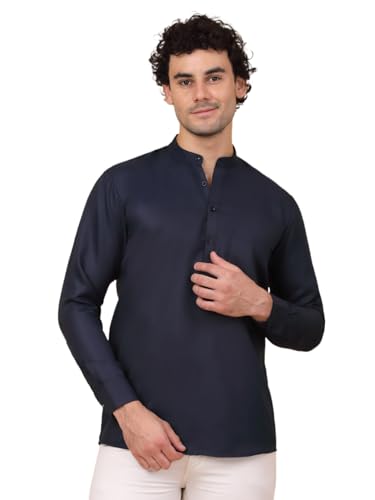 Image of Jompers Men's Cotton Regular Fit Solid Short Kurta