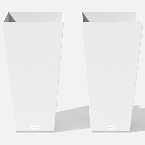 Veradek V-Resin Indoor/Outdoor Taper Planter, Set of 2 (30 inch, White)