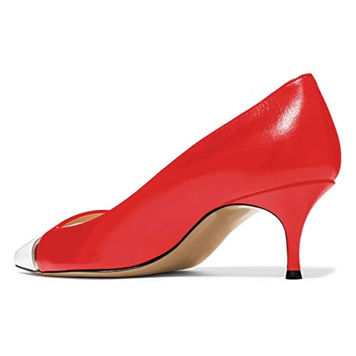 FSJ Women Comfy Clear Pointed Toe Pump Kitten Low Heel Slip On Office Lady Shoes Size 4-15 US4