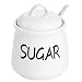 HAOTOP Porcelain Sugar Bowl with Lid and Spoon 12oz (White)