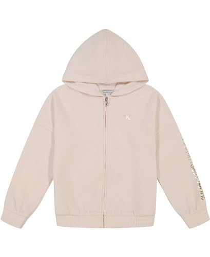 Calvin Klein Girls' Full-Zip Fleece Hoodie Sweatshirt with Front Pockets