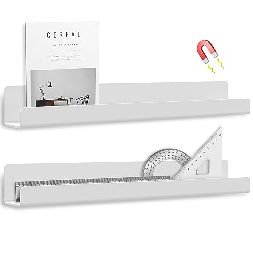 Pevcwa 2pcs マグネット アクリルラック 強力磁気本棚 ホワイトボード用 教室用 冷蔵庫用 本 小物入れ 収納 省スペース(ホワイト)