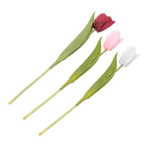 Ciieeo 3 Piezas Tulipán De Simulación Paquete De Tulipanes De Tacto Real Flores De Tulipán De Seda Tulipanes De Plastico Ramo De Tulipanes Falso Tela De Seda Ramo Falso Delicado