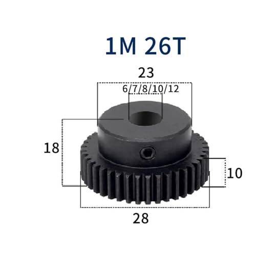 Piñón recto de 26 dientes para solucionar holguras en ejes de motor de 10mm 2