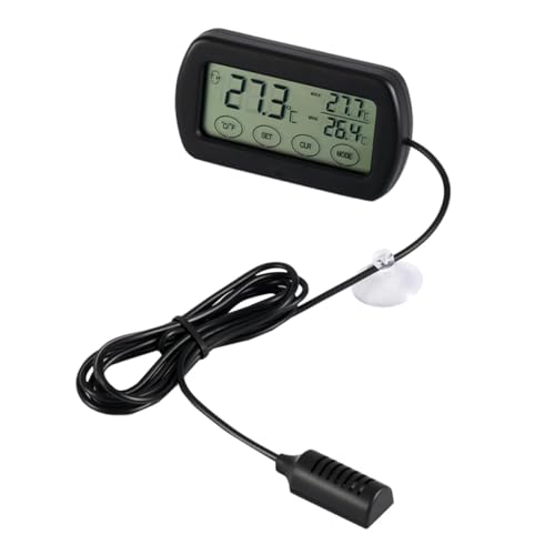 SEWACC Termómetro Digital y Monitor Higrómetro con Sensor para Eclosión de Huevos Alarma Incorporada Pantalla LCD Grande Material ABS Transparente Adecuado para Incubadoras y