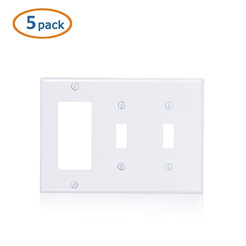 Cable Matters 5-Pack Triple-Gang Toggle Switch (Wall Switch Cover) Wall Plate For Decorator Device In White #TOP1