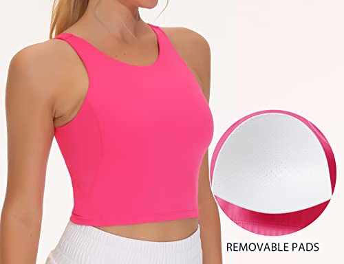 Image of THE GYM PEOPLE Women Sports Bra Sleeveless Padded Running Workout Tank Tops | U-Shaped Beauty Back, High-stretch fabric, Crop design, Sleeveless, Removable pads, Ideal for workout and daily wear
