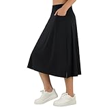 Anivivo Women'S 28' Long Skirts Midi Skirt Modest Athletic Skirt Knee Length Skirts With Pockets(Black,M)