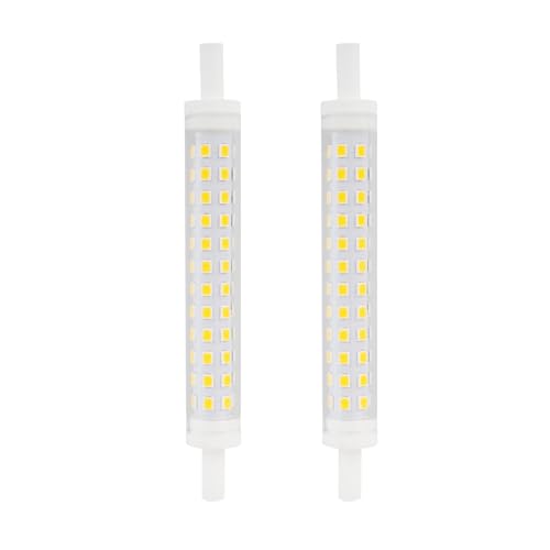 12W R7s LED Bulb 118mm, Warm White 3000K, 2 Pcs R7s Halogen Bulb 118mm Replacement, 9W LED Dimmable, 760-780LM, 360° Beam Angle, Ceramic+PC Cover, Double Ended Base for Ceiling Floodlight Lamp