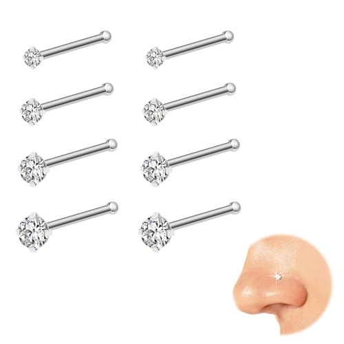 Kabwea 8 St&uuml;ck 316L Stahlfarbene Nasenpiercing...