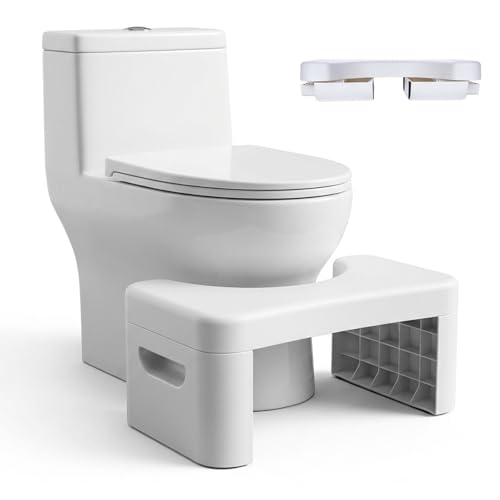 Toilet Step Stool Toilet Assistance Steps Bathroom Toilet Stool Foldable Toilet Stool Fits All Toilets Folds for Easy StoragWhite