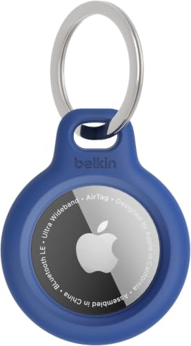 Image of Belkin Apple AirTag Secure Holder, Key Ring - Durable, Scratch-Resistant Case with Open Face & Raised Edges - Protective AirTag Keychain Holder Accessory Keys, Pets, Luggage, & More - Blue (Pack of 6)