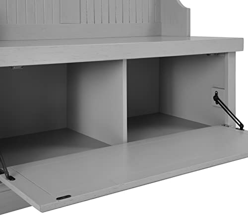 Crosley Furniture Seaside Hall Tree with Shoe Rack Bench and Coat Hooks for Hanging Storage, Distressed Gray - Image 13