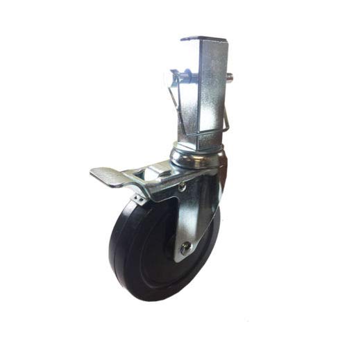 Scaffolding Caster 5" Hard Rubber Locking with 1.25 Inch Square Shank