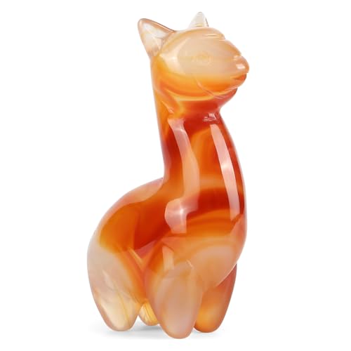 Estatua de Alpaca de Cristal Ágata Roja 2.5 pulgadas miniatura 1