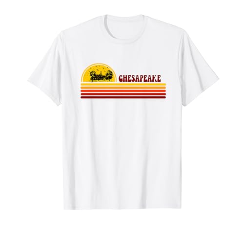 Chesapeake Vintage Tramonto Logo Retro City Maglietta