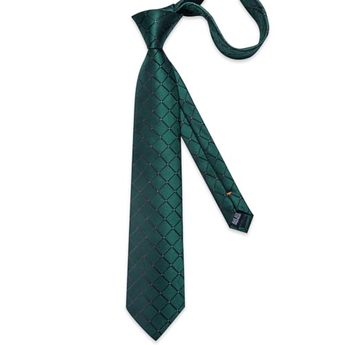 Image of DiBanGu Mens Silk Plaid Tie and Pocket Square Set | Elegant Silk Formal Tie Set, Woven Check Necktie and Cufflinks Tie Clip Set, Perfect for Wedding Party, Comes in Gift Box