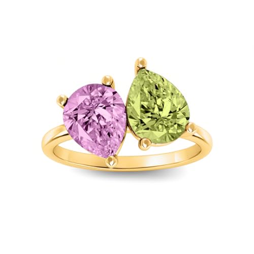 Birthstone rings Personalized Rings with 2 Birthstones Custom Engraved Ring Wedding Family Mother Days Birthday Jewelry Gifts For Women Grandma Mom Her Daughter Silver/10K/14K/18K Gold