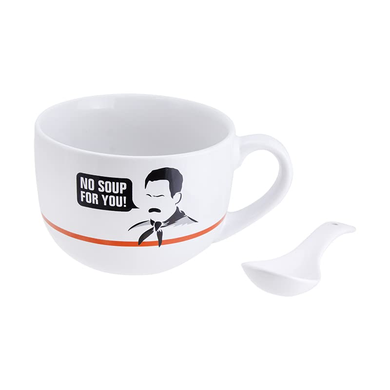 Paladone Seinfeld Soup Mug and Spoon Set, 700 ml, Officially Licensed Jerry Seinfeld Ceramic Coffee Mug and Gift for Fans