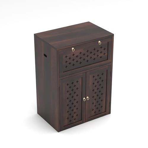 Image of Solid Wooden Inverter Battery Cabinet | Single Battery Box | Wooden Inverter Battery Cabinet | Battery Box | Sheesham Wood, Standard (Walnut)