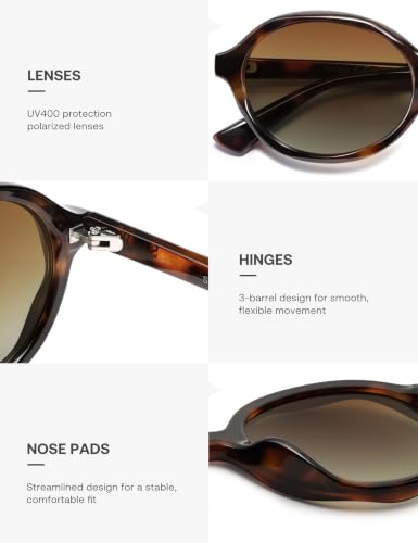 Image of SOJOS Trendy Polarized Oval Sunglasses for Women Men,Fashion Ovale Rounded Shades Fashion Wave Frame UV400 Protected SJ2697