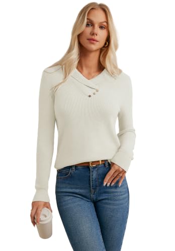 Image of GRACE KARIN Women Fall Long Sleeve V Neck Collar Knit Pullover Sweaters