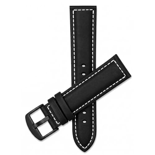 Image of Bandini Mens XL Extra Long Leather Watch Band or Regular Strap, Classic or Buffalo Pattern - 4 Colors, With or Without Stitch - 18mm 20mm 22mm 24mm 26mm 28mm 30mm Leather Watch Band for Men