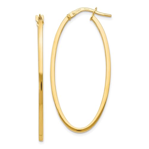 14k Yellow Gold Oval Hoop Earrings