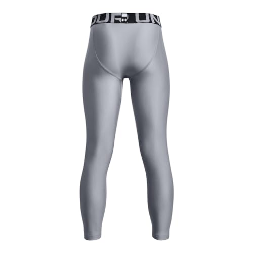 Under Armour boys HeatGear Armour Leggings , Steel (035)/Black , Youth X-Small
