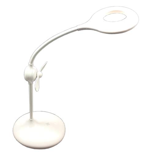 LED Desk Lamp with Fan Reading Light (White, Built-in Fan)